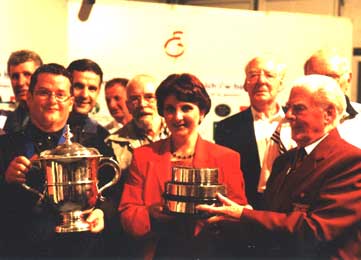 Geraint Roberts holds the Eisteddfod trophy